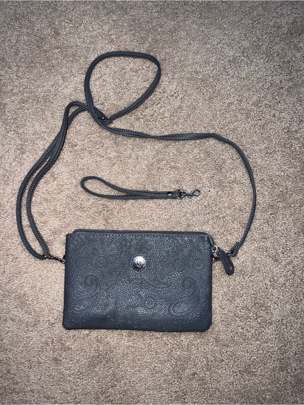 Gray Paisley Crossbody Wristlet Bag - Women